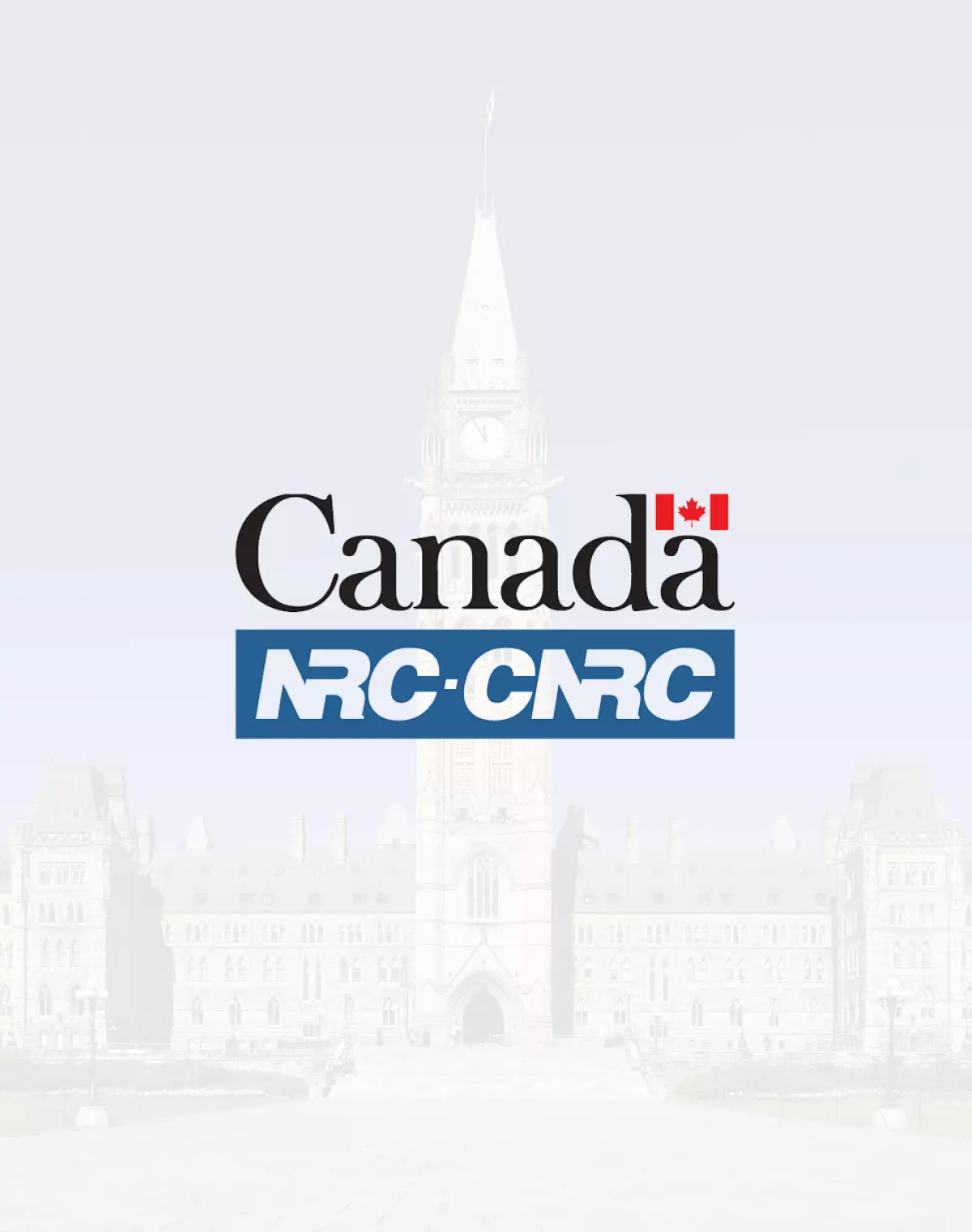 Logo button of the Canada National Research Council over top of Parliament building.